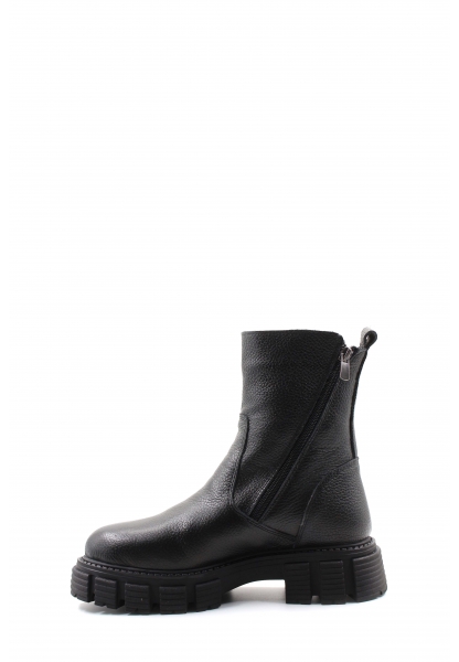 MirgeShoes Siyah Fermuarlı Kadın Bot İçi Kürklü Dışı Hakiki Floter Deri MRG01840112616219