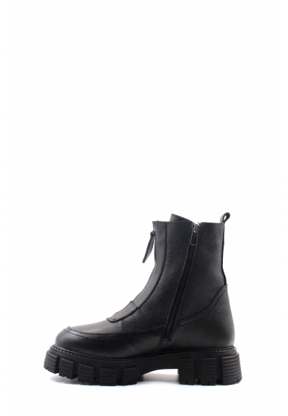 MirgeShoes Siyah Fermuarlı Kadın Klasik Bot İçi Kürklü Dışı Hakiki Floter Deri MRG01840112616220