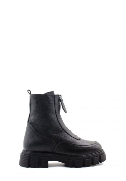 MirgeShoes Siyah Fermuarlı Kadın Klasik Bot İçi Kürklü Dışı Hakiki Floter Deri MRG01840112616220