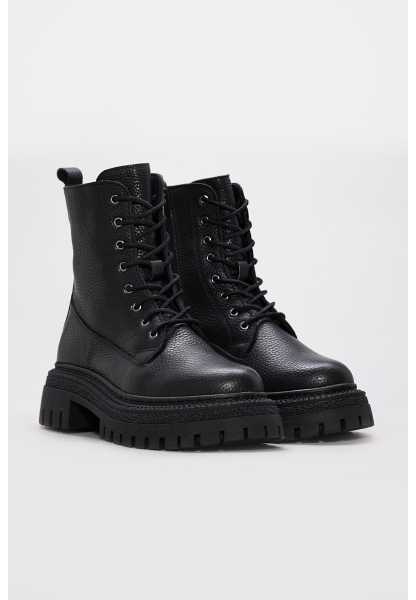 MirgeShoes Siyah Fermuarlı Kadın Postal Bot İçi Kürklü Dışı Hakiki Floter Deri MRG01787112612729