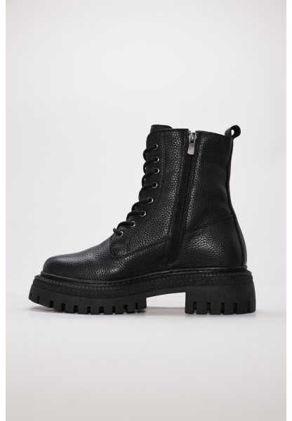 MirgeShoes Siyah Fermuarlı Kadın Postal Bot İçi Kürklü Dışı Hakiki Floter Deri MRG01787112612729