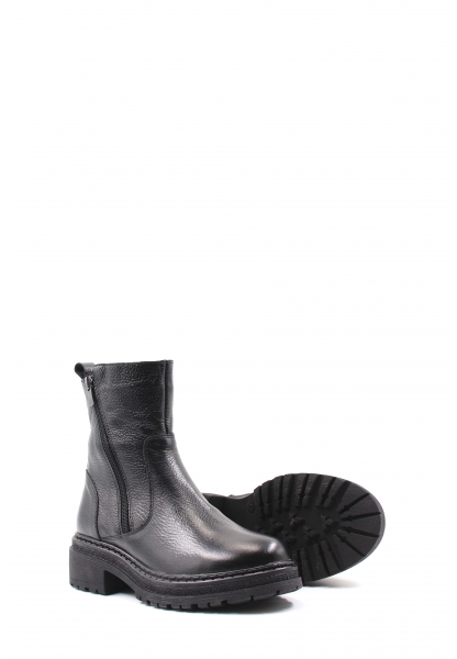 MirgeShoes Siyah Fermuarlı Kadın Bot İçi Kürklü Dışı Hakiki Floter Deri MRG0138711261840