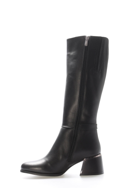 MirgeShoes Siyah Kadın Topuklu Çizme İçİ Kürklü Dışı Hakiki Floter Deri MRG0119411261484