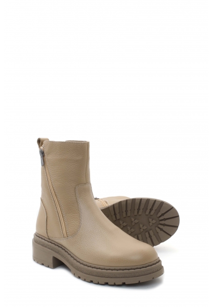 MirgeShoes Vizon Fermuarlı Kadın Bot İçi Kürklü Dışı Hakiki Floter Deri MRG0138711261840