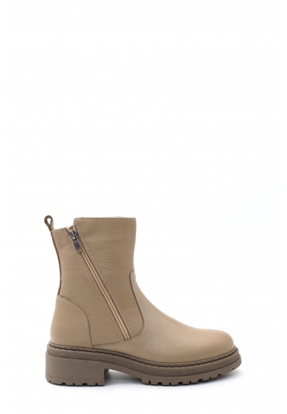 MirgeShoes Vizon Fermuarlı Kadın Bot İçi Kürklü Dışı Hakiki Floter Deri MRG0138711261840