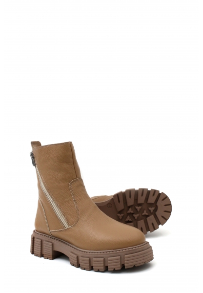 MirgeShoes Vizon Fermuarlı Kadın Klasik Bot İçi Kürklü Dışı Hakiki Floter Deri MRG01840112616219