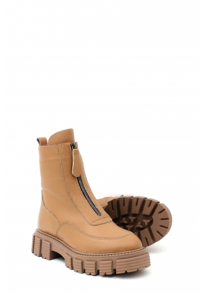 MirgeShoes Vizon Fermuarlı Kadın Klasik Bot İçi Kürklü Dışı Hakiki Floter Deri MRG01840112616220