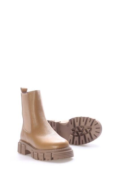 MirgeShoes Vizon Lastikli Kadın Klasik Bot İçi Kürklü Dışı Hakiki Floter Deri MRG01840112616224