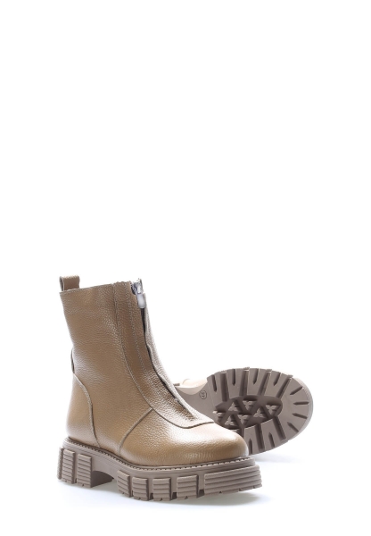 MirgeShoes Vizon Fermuarlı Kadın Klasik Bot İçi Kürklü Dışı Hakiki Floter Deri MRG01840112616223