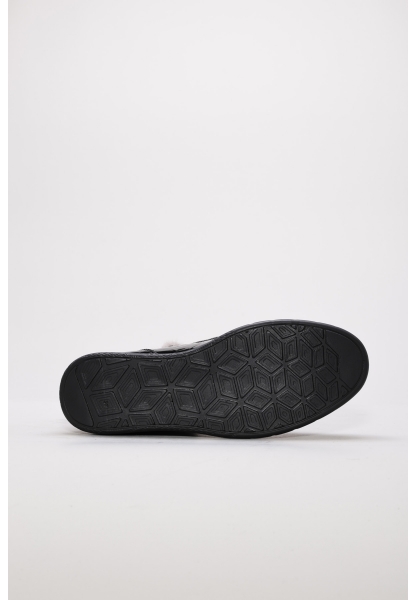 MirgeShoes Siyah Fermuarlı Kadın Klasik Bot İçi Kürklü Dışı Hakiki Kroko Deri MRG01541112611212