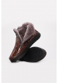 MirgeShoes Taba Fermuarlı Kadın Kroko Rugan Bot İçi Kürklü Dışı Hakiki Deri MRG011102112617777