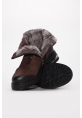 MirgeShoes Kahve Fermuarlı Kadın Bot İçi Kürklü Dışı Hakiki Nubuk Deri MRG018871126125975