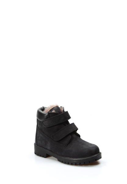 MirgeShoes Siyah Unisex Cırtcırtlı Çocuk Bot İçi Kürklü Dışı Hakiki Nubuk Deri MRG0113611611113