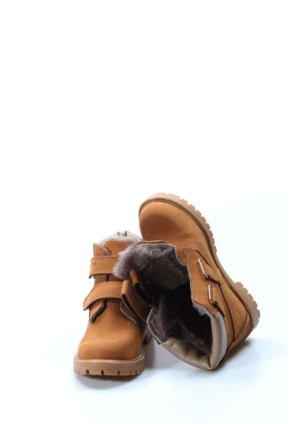 MirgeShoes Taba Unisex Çocuk Worker Bot İçi Kürklü Dışı Hakiki Nubuk Deri MRG0113611611113