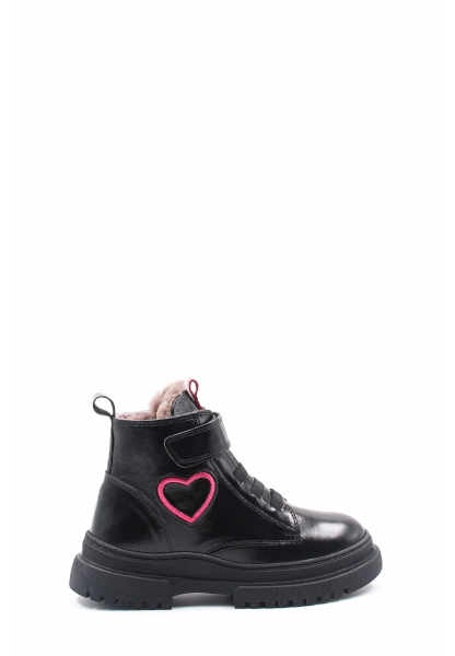 MirgeShoes Siyah Unisex Çocuk Rugan Bot İçi Kürklü Dışı Hakiki Deri MRG012871124121211