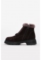 MirgeShoes Kahve Fermuarlı Kadın Bot İçi Kürklü Dışı Hakiki Süet Deri MRG0134711261781151