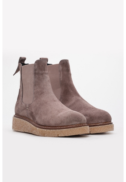 MirgeShoes İçi Kürklü Dışı Hakiki Süet Deri Vizon Kadın Chelsea Bot AH08657112612606