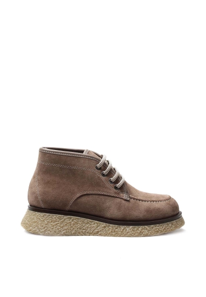 MirgeShoes Vizon Bağcıklı Kadın Kalın Taban Bot İçi Kürklü Dışı Hakiki Süet Deri MRG0134711261727