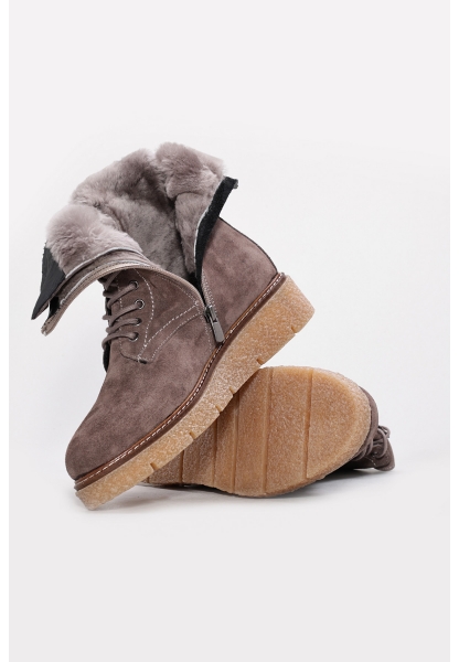 MirgeShoes Vizon Fermuarlı Kadın Postal Bot İçi Kürklü Dışı Hakiki Süet Deri MRG01787112612721