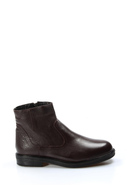 MirgeShoes Kahve Fermuarlı Erkek Klasik Bot Kaymaz Taban Hakiki Deri İçi Kürklü MRG0153811131340
