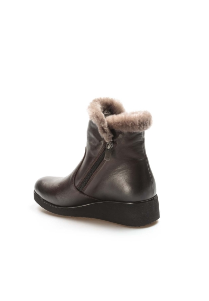 MirgeShoes Kahve Fermuarlı Kadın Klasik Bot İçi Kürklü Dışı Kaliteli Hakiki Deri MRG01993112612165