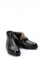 MirgeShoes Siyah Fermuarlı Erkek Klasik Bot Kaymaz Taban Hakiki Deri İçi Kürklü MRG0153811131340