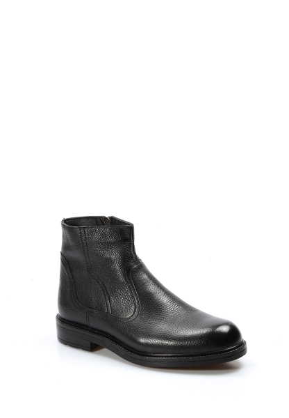 MirgeShoes Siyah Fermuarlı Erkek Klasik Bot Kaymaz Taban Hakiki Deri İçi Kürklü MRG0153811131340