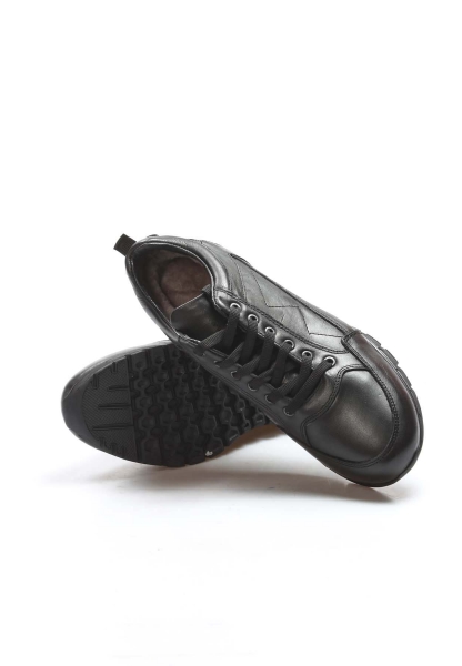 MirgeShoes Siyah Bağcıklı Erkek Outdoor Ayakkabı İçi Kürklü Dışı Hakiki Deri MRG01853111312133