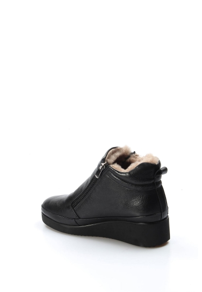 MirgeShoes Siyah Fermuarlı Kadın Topuklu Bot İçi Kürklü Dışı Kaliteli Hakiki Deri MRG0199311261468