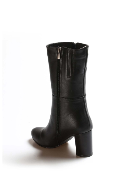 MirgeShoes Siyah Kadın Topuklu Çizme İçi Kürklü Dışı Kaliteli Hakiki Deri MRG0119411261643