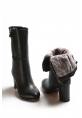 MirgeShoes Siyah Kadın Topuklu Çizme İçi Kürklü Dışı Kaliteli Hakiki Deri MRG0119411261643