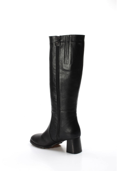 MirgeShoes Siyah Kadın Topuklu Çizme İçi Kürklü Dışı Kaliteli Hakiki Deri MRG01194112611110