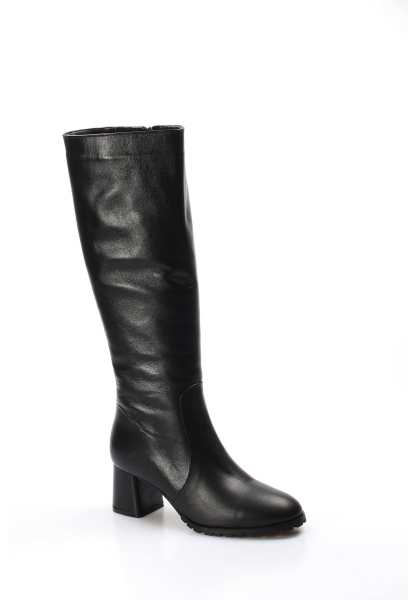 MirgeShoes Siyah Kadın Topuklu Çizme İçi Kürklü Dışı Kaliteli Hakiki Deri MRG01194112611110