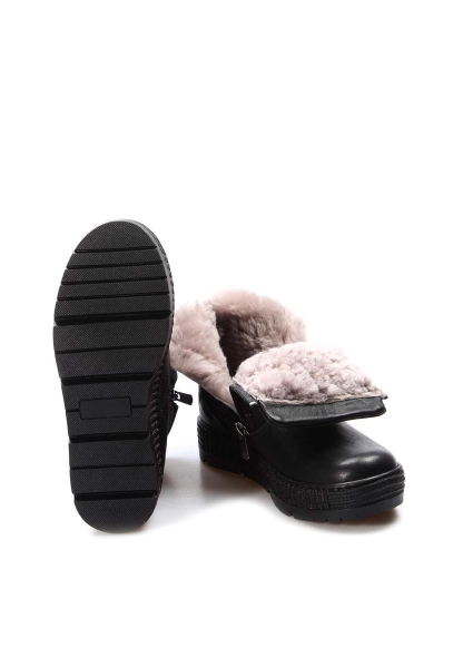 MirgeShoes Gümüş Unisex Çocuk Fermuarlı Klasik Bot İçi Kürklü Hakiki Deri MRG0189911241237