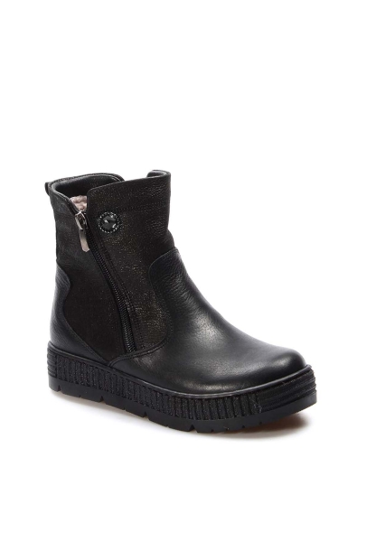 MirgeShoes Gümüş Unisex Çocuk Fermuarlı Klasik Bot İçi Kürklü Hakiki Deri MRG0189911241237