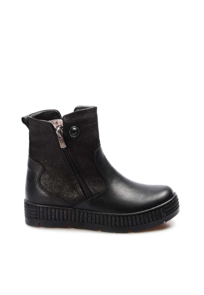 MirgeShoes Gümüş Unisex Çocuk Fermuarlı Klasik Bot İçi Kürklü Hakiki Deri MRG0189911241237