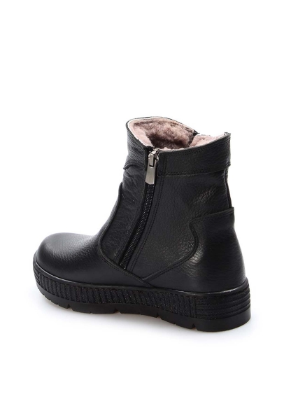 MirgeShoes Siyah Unisex Çocuk Fermuarlı Klasik Bot İçi Kürklü Hakiki Deri MRG0189911241232