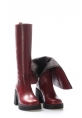 MirgeShoes Bordo Kadın Klasik Çizme İçi Yarım Kürklü Dışı Hakiki Deri MRG013472526166220