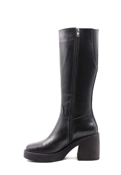 MirgeShoes Siyah Kadın Klasik Çizme İçi Yarım Kürklü Dışı Hakiki Deri MRG013472526166220