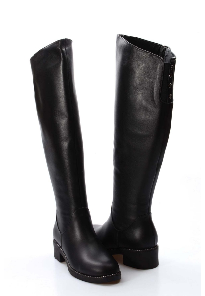 MirgeShoes Siyah Kadın Klasik Çizme İçi Yarım Kürklü Dışı Kaliteli Hakiki Deri MRG01194252611120