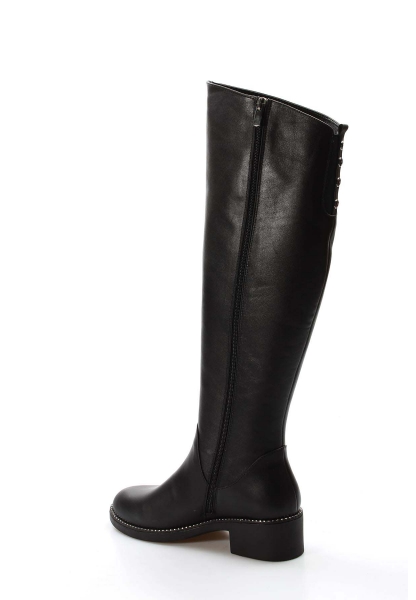 MirgeShoes Siyah Kadın Klasik Çizme İçi Yarım Kürklü Dışı Kaliteli Hakiki Deri MRG01194252611120