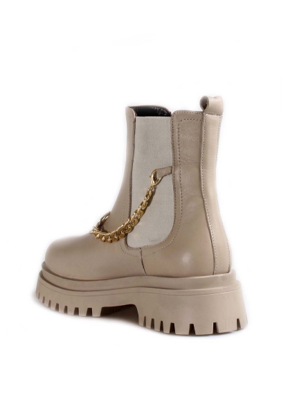 MirgeShoes Bej Tokalı Lastikli Kadın Chelsea Bot Hakiki Deri MRG011046192613690