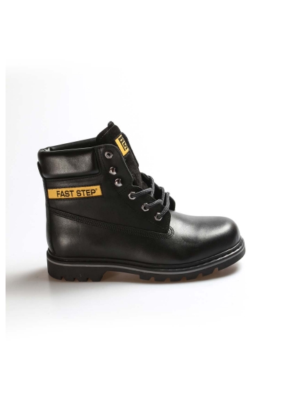 MirgeShoes Siyah Bağcıklı Erkek Worker Bot Kaymaz Taban Hakiki Deri MRG0110681913262