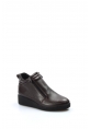 MirgeShoes Kahve Fermuarlı Kadın Dolgu Topuk Bot Kaliteli Hakiki Deri MRG0199319261468