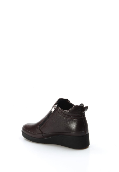 MirgeShoes Kahve Fermuarlı Kadın Dolgu Topuk Bot Kaliteli Hakiki Deri MRG0199319261468