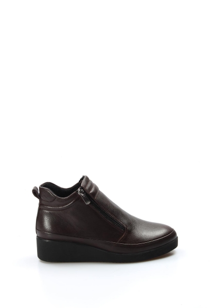 MirgeShoes Kahve Fermuarlı Kadın Dolgu Topuk Bot Kaliteli Hakiki Deri MRG0199319261468