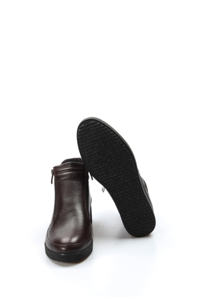 MirgeShoes Kahve Fermuarlı Kadın Dolgu Topuk Bot Kaliteli Hakiki Deri MRG0199319261468