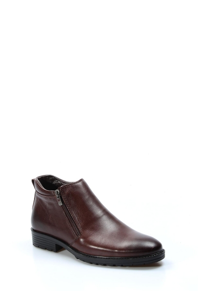 MirgeShoes Kahve Fermuarlı Erkek Klasik Bot Kaymaz Taban Hakiki Deri MRG018014131521
