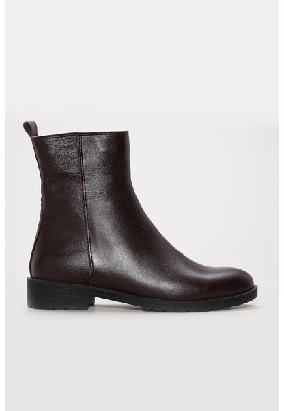 MirgeShoes Kahve Fermuarlı Kadın Klasik Bot Hakiki Deri MRG0138719261847