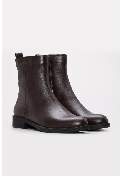 MirgeShoes Kahve Fermuarlı Kadın Klasik Bot Hakiki Deri MRG0138719261847